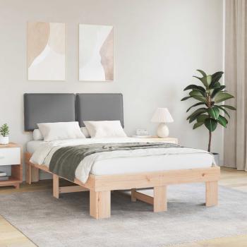 ARDEBO.de - Bettgestell mit gepolstertem Kopfteil Hellgrau 120 x 190 cm