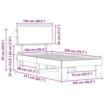Bettgestell mit gepolstertem Kopfteil Hellgrau 100 x 200 cm
