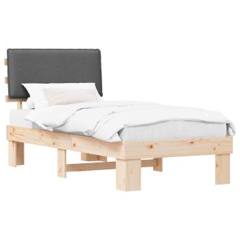 Bettgestell mit gepolstertem Kopfteil Dunkelgrau 100 x 200 cm