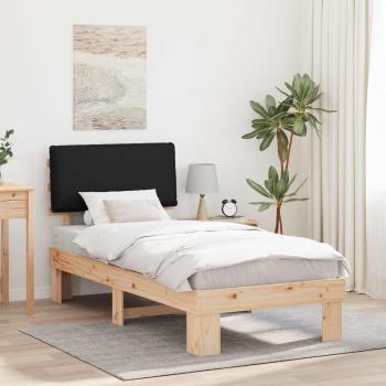 ARDEBO.de - Bettgestell mit gepolstertem Kopfteil Schwarz 75 x 190 cm