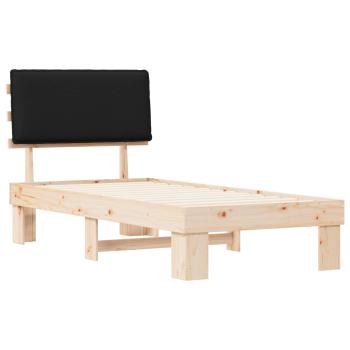 Bettgestell mit gepolstertem Kopfteil Schwarz 75 x 190 cm