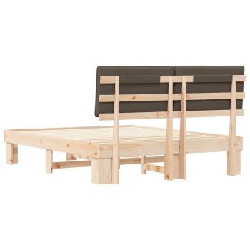 Bettgestell mit gepolstertem Kopfteil Taupe 160 x 200 cm