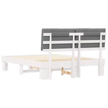 Bettgestell mit gepolstertem Kopfteil Hellgrau 160 x 200 cm