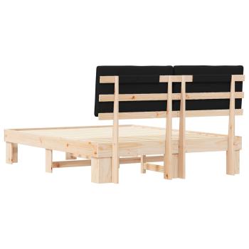 Bettgestell mit gepolstertem Kopfteil Schwarz 150 x 200 cm