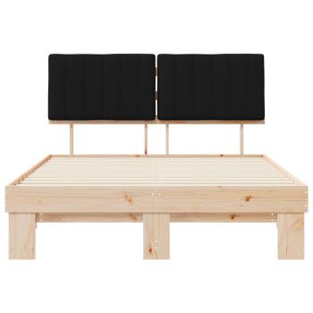 Bettgestell mit gepolstertem Kopfteil Schwarz 140 x 190 cm