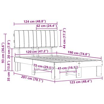 Bettgestell mit gepolstertem Kopfteil Taupe 120 x 190 cm
