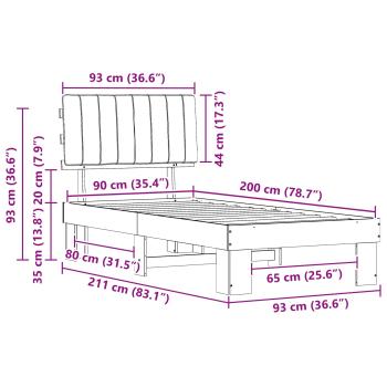 Bettgestell mit gepolstertem Kopfteil Taupe 90 x 200 cm