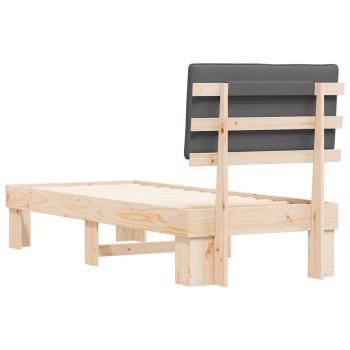 Bettgestell mit gepolstertem Kopfteil Dunkelgrau 80 x 200 cm