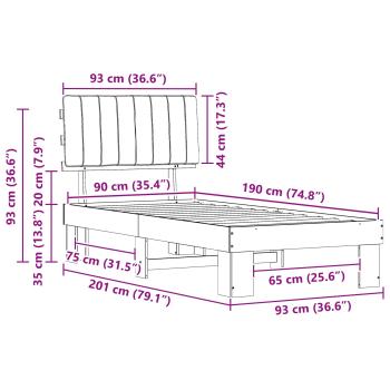 Bettgestell mit gepolstertem Kopfteil Taupe 90 x 190 cm