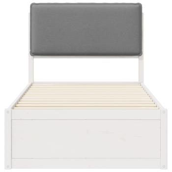 ARDEBO.de - Bettgestell mit gepolstertem Kopfteil Hellgrau 90 x 200 cm