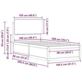 Bettgestell mit gepolstertem Kopfteil Hellgrau 100 x 200 cm