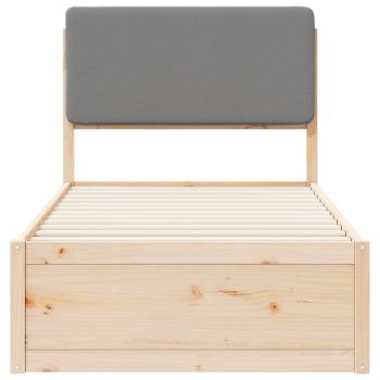 Bettgestell mit gepolstertem Kopfteil Hellgrau 75 x 190 cm