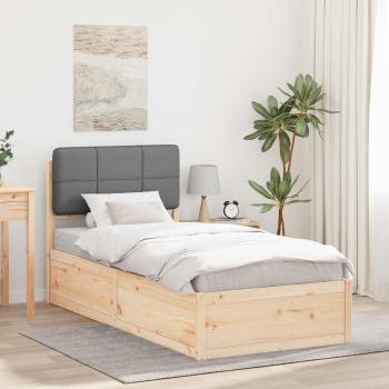 ARDEBO.de - Bettgestell mit gepolstertem Kopfteil Hellgrau 90 x 200 cm