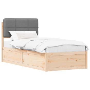 Bettgestell mit gepolstertem Kopfteil Hellgrau 90 x 200 cm
