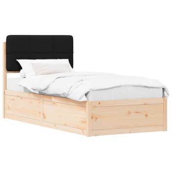 ARDEBO.de - Bettgestell mit gepolstertem Kopfteil Schwarz 90 x 200 cm
