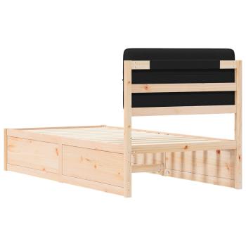 Bettgestell mit gepolstertem Kopfteil Schwarz 90 x 200 cm