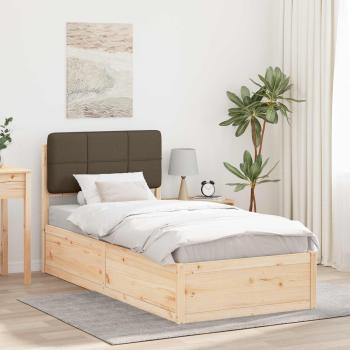 ARDEBO.de - Bettgestell mit gepolstertem Kopfteil Taupe 90 x 190 cm