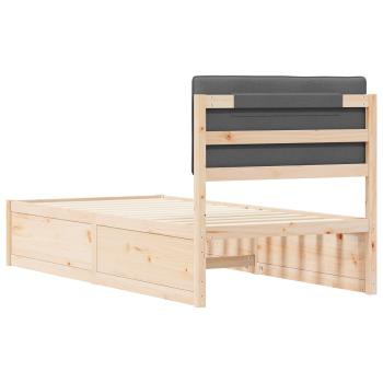 Bettgestell mit gepolstertem Kopfteil Dunkelgrau 90 x 200 cm