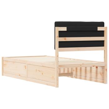 Bettgestell mit gepolstertem Kopfteil Schwarz 90 x 200 cm