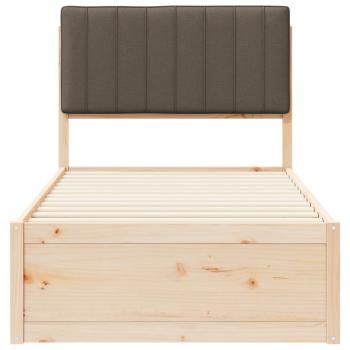ARDEBO.de - Bettgestell mit gepolstertem Kopfteil Taupe 90 x 200 cm