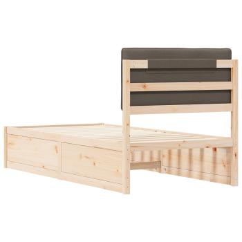 Bettgestell mit gepolstertem Kopfteil Taupe 90 x 200 cm