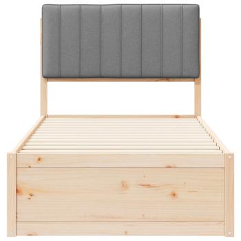 Bettgestell mit gepolstertem Kopfteil Hellgrau 90 x 190 cm