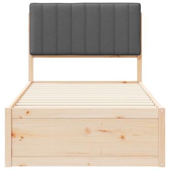 Bettgestell mit gepolstertem Kopfteil Dunkelgrau 90 x 190 cm