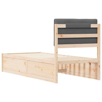 Bettgestell mit gepolstertem Kopfteil Dunkelgrau 75 x 190 cm