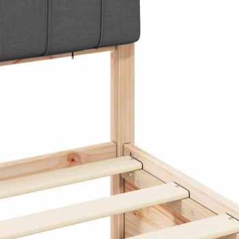 Bettgestell mit gepolstertem Kopfteil Dunkelgrau 75 x 190 cm