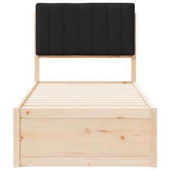 Bettgestell mit gepolstertem Kopfteil Schwarz 75 x 190 cm
