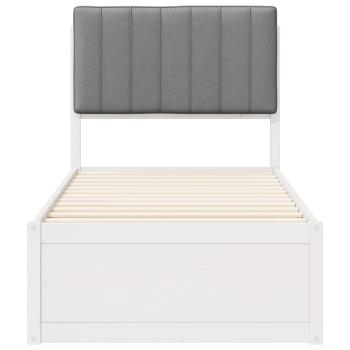 Bettgestell mit gepolstertem Kopfteil Hellgrau 75 x 190 cm