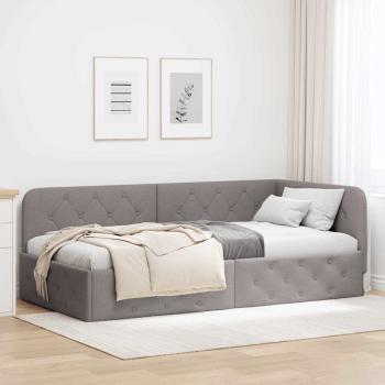 ARDEBO.de - Eckbettgestell mit Kopfteil Taupe 90 x 190 cm Stoff