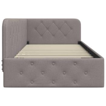 Eckbettgestell mit Kopfteil Taupe 90 x 190 cm Stoff