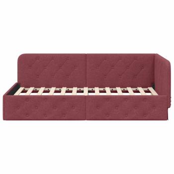 ARDEBO.de - Eckbettgestell mit Kopfteil Weinrot 90 x 200 cm Stoff