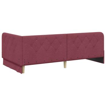 Eckbettgestell mit Kopfteil Weinrot 90 x 200 cm Stoff