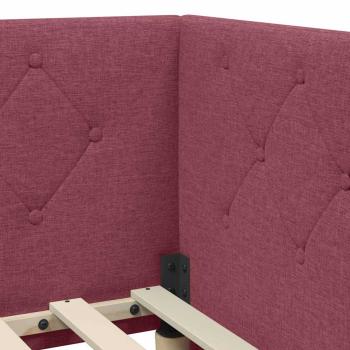 Eckbettgestell mit Kopfteil Weinrot 90 x 200 cm Stoff