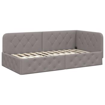 ARDEBO.de - Eckbettgestell mit Kopfteil Taupe 100 x 200 cm Stoff