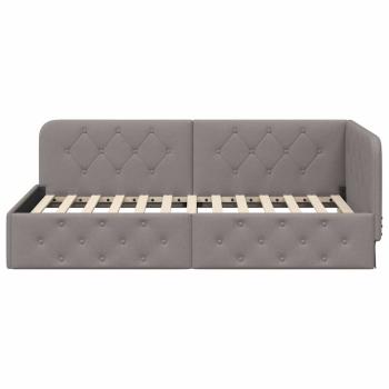 Eckbettgestell mit Kopfteil Taupe 100 x 200 cm Stoff