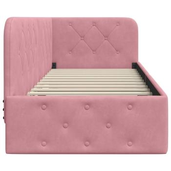 Eckbettgestell mit Kopfteil Rosa 80 x 200 cm Samt