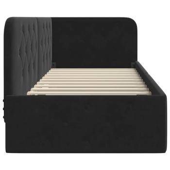 Eckbettgestell mit Kopfteil Schwarz 80 x 200 cm Samt
