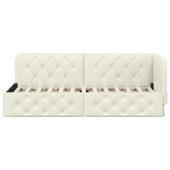 Eckbettgestell mit Kopfteil Creme 80 x 200 cm Samt