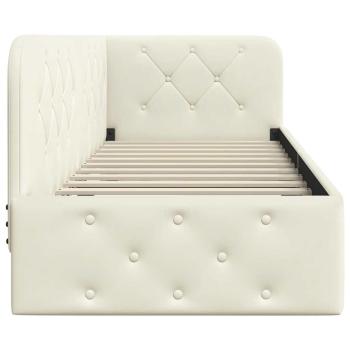 Eckbettgestell mit Kopfteil Creme 80 x 200 cm Samt