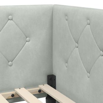 Eckbettgestell mit Kopfteil Hellgrau 90 x 190 cm Samt