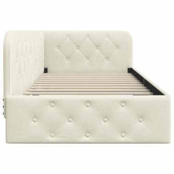 Eckbettgestell mit Kopfteil Creme 90 x 190 cm Samt