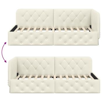 Eckbettgestell mit Kopfteil Creme 90 x 190 cm Samt