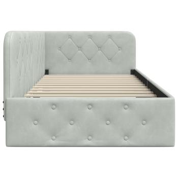 Eckbettgestell mit Kopfteil Hellgrau 100 x 200 cm Samt