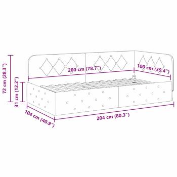 Eckbettgestell mit Kopfteil Dunkelgrün 100 x 200 cm Samt