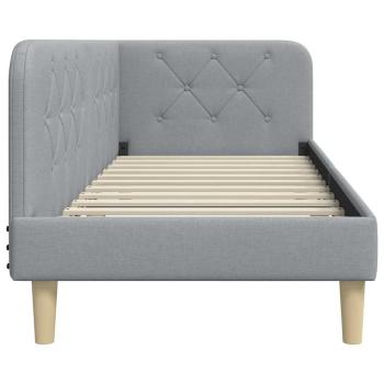 Eckbettgestell mit Kopfteil Hellgrau 80 x 200 cm Stoff