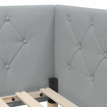 Eckbettgestell mit Kopfteil Hellgrau 80 x 200 cm Stoff