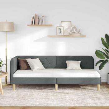 Eckbettgestell mit Kopfteil Dunkelgrau 80 x 200 cm Stoff